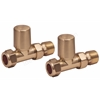 Scudo Brushed Brass Radiator Valve Straight 15mm (Pair)