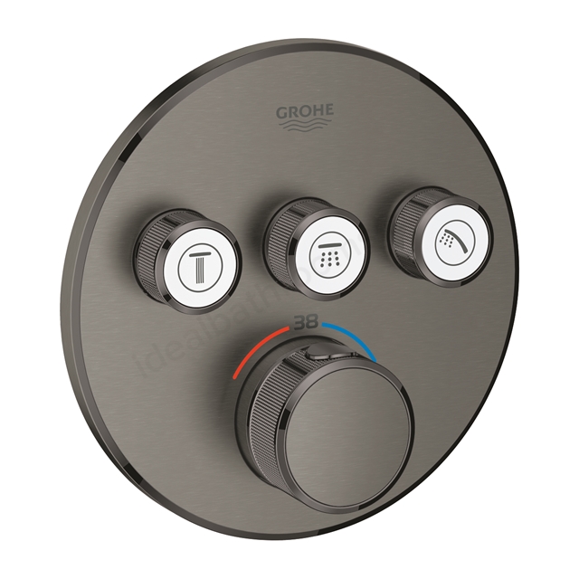 Grohtherm SmartControl Thermostat for Concealed Installation with 3 Valves - Brushed Hard Graphite