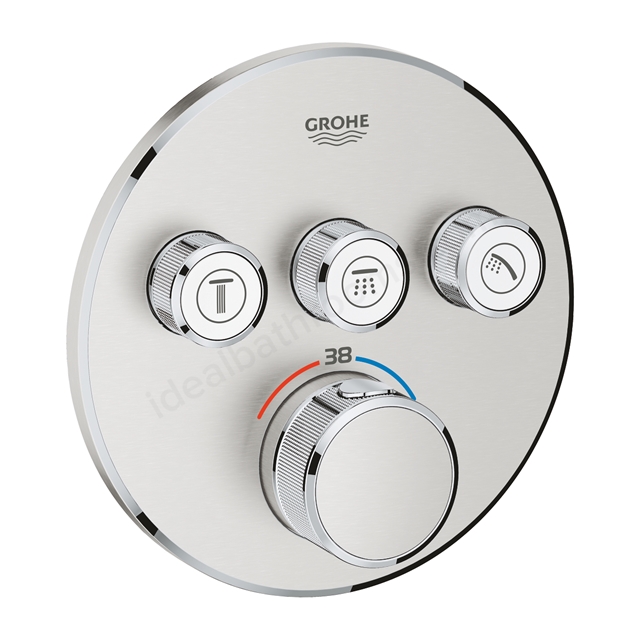 Grohtherm SmartControl Thermostat for Concealed Installation with 3 Valves - Supersteel
