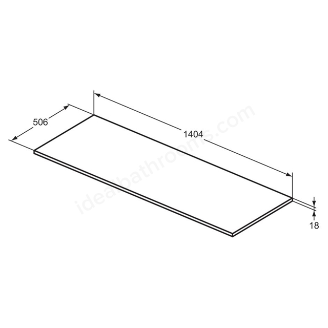 Ideal Standard i.life B 140cm worktop for vessel  installation; matt white