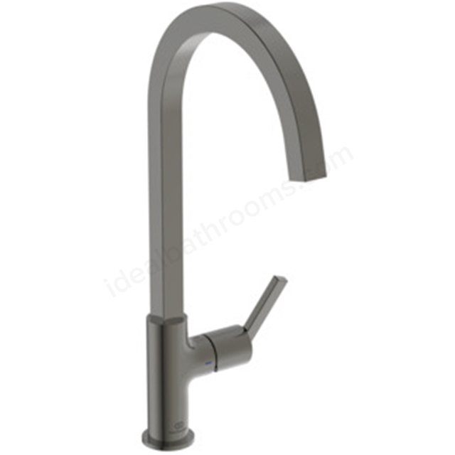 Ideal Standard Gusto Single Lever Square C Spout Kitchen Mixer - Magnetic Grey