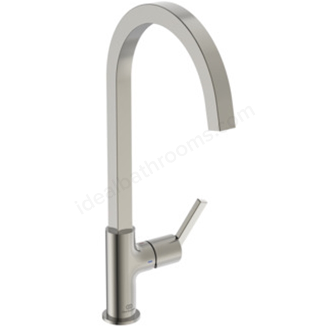 Ideal Standard Gusto Single Lever Square C Spout Kitchen Mixer - Ultra Steel