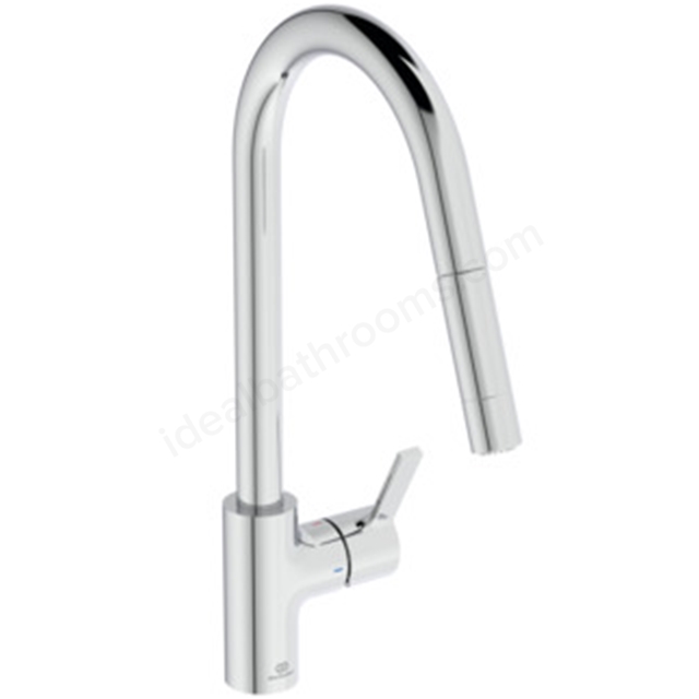 Ideal Standard Gusto Single Lever Round C Pull-Out Spout Kitchen Mixer - Chrome