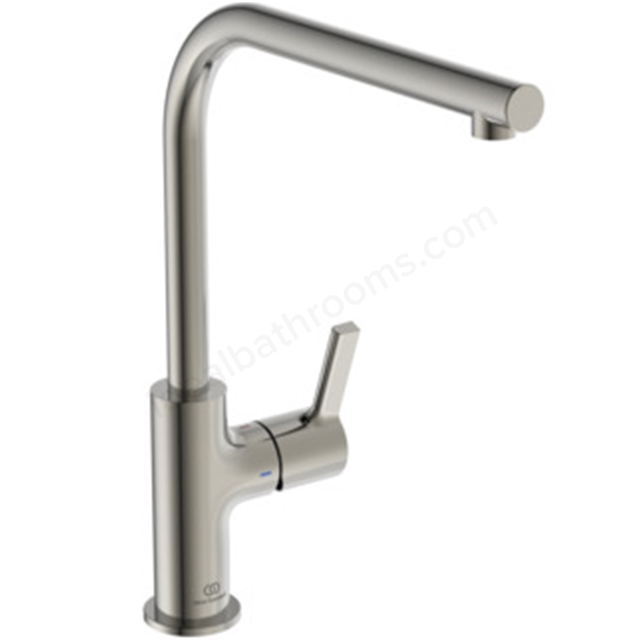Ideal Standard Gusto Single Lever L Spout Kitchen Mixer - Ultra Steel