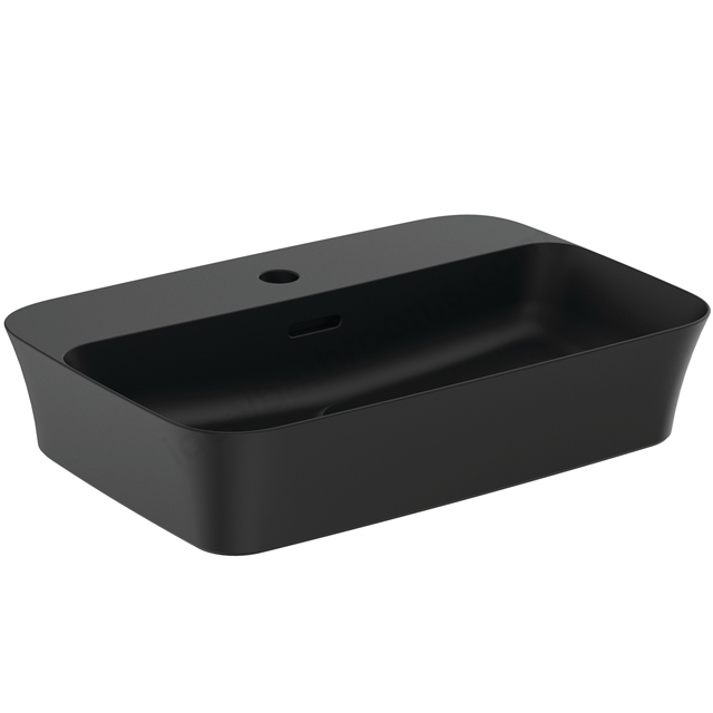 Atelier Ipalyss 55cm Rectangular Vessel Basin; 1TH w/ Overflow - Silk Black