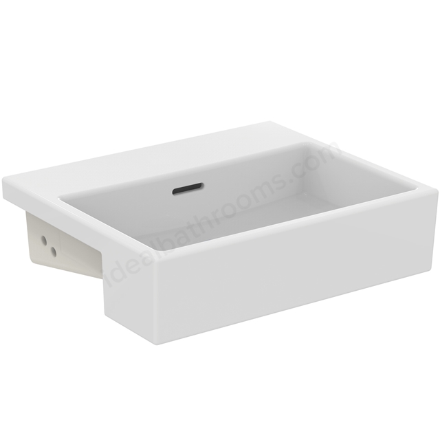 Atelier Extra 50cm no taphole semi-countertop washbasin with overflow; white