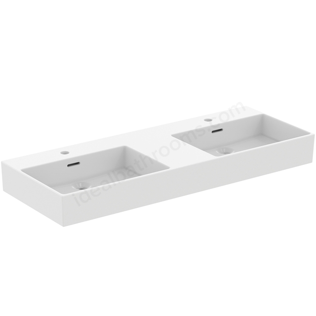 Atelier Extra 120cm 2 taphole double washbasin with overflow; silk white