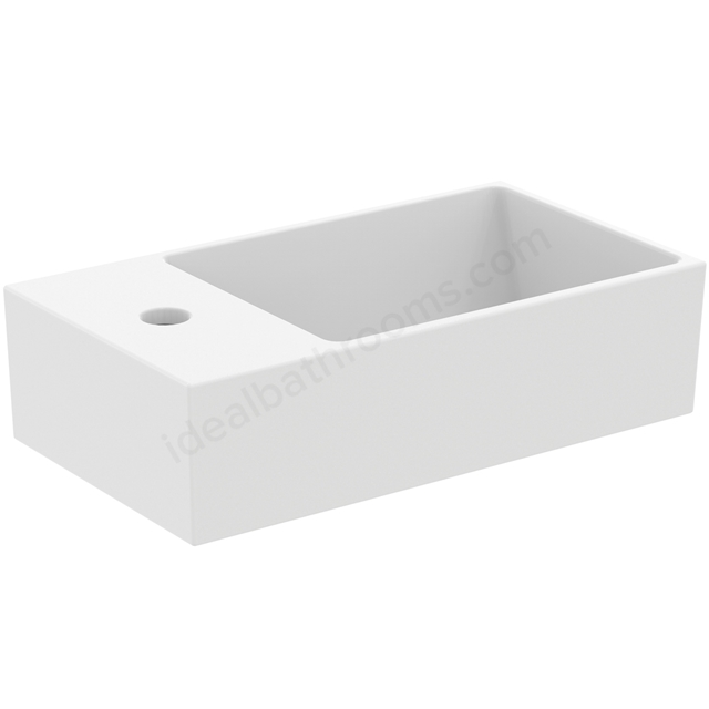 Atelier Extra 45cm 1 taphole guest washbasin with overflow; left hand; silk white