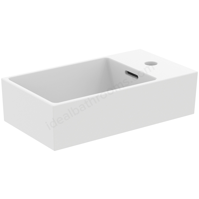 Atelier Extra 45cm 1 taphole guest washbasin with overflow; right hand; silk white