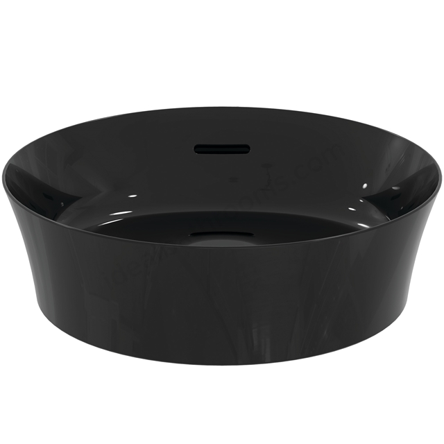 Atelier Iplayss 40cm round vessel washbasin with overflow; black glossy