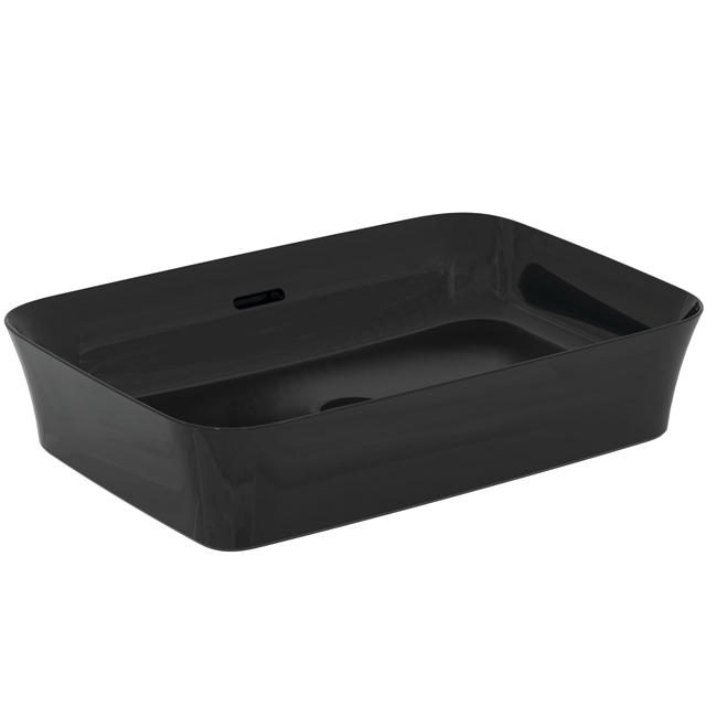 Atelier Ipalyss 55cm rectangular vessel washbasin with overflow; black glossy