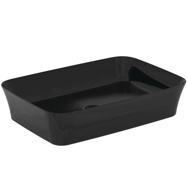 Atelier Ipalyss 55cm rectangular vessel washbasin without overflow; black glossy