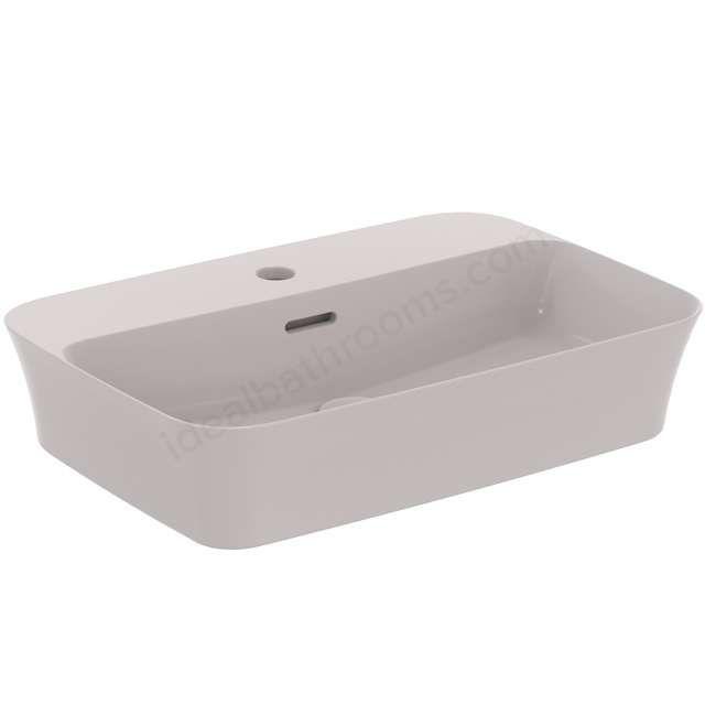Atelier Ipalyss 55cm 1 taphole rectangular vessel washbasin with overflow; concrete