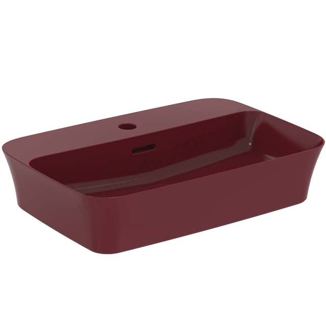 Atelier Ipalyss 55cm 1 taphole rectangular vessel washbasin with overflow; pomegranate