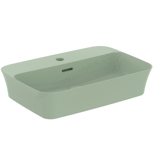 Atelier Ipalyss 55cm 1 taphole rectangular vessel washbasin with overflow; sage