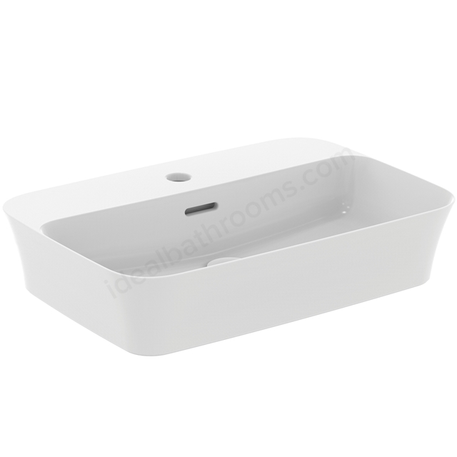 Atelier Ipalyss 55cm 1 taphole rectangular vessel washbasin with overflow; silk white