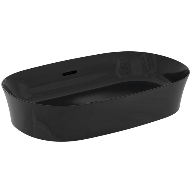 Atelier Ipalyss 60cm oval vessel washbasin with overflow; black glossy