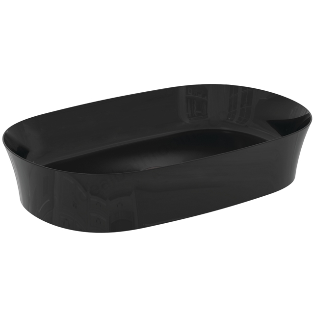 Atelier Ipalyss 60cm oval vessel washbasin without overflow; black glossy