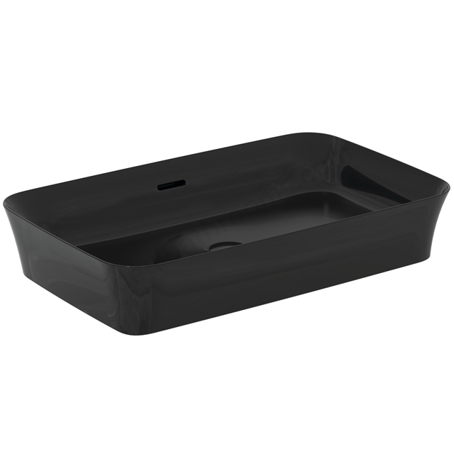 Atelier Ipalyss 65cm rectangular vessel washbasin with overflow; black glossy