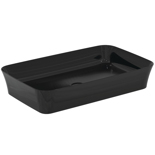 Atelier Ipalyss 65cm rectangular vessel washbasin without overflow; black glossy