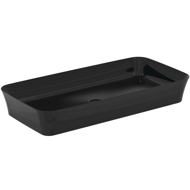 Atelier Ipalyss 80cm rectangular vessel washbasin without overflow; black glossy