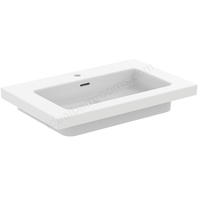 Atelier Extra 80cm vanity washbasin; 1 taphole with overflow; silk white