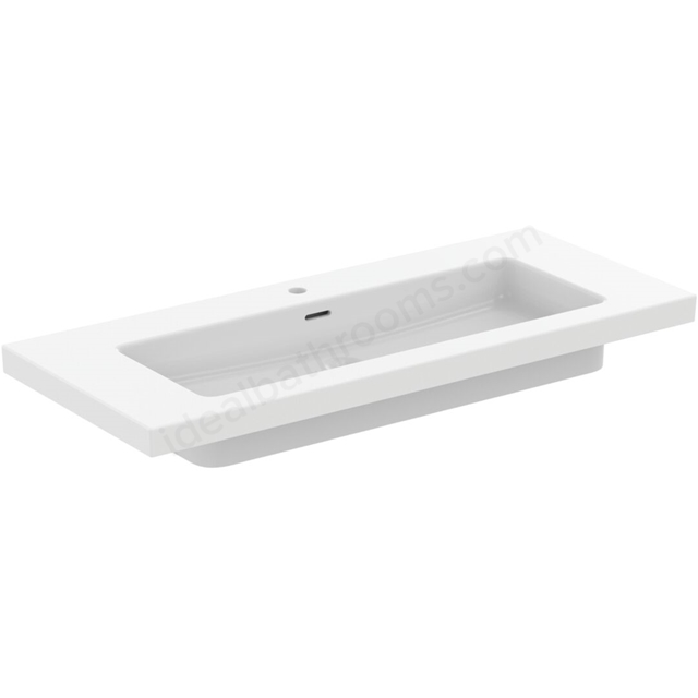 Atelier Extra 120cm vanity washbasin; 1 taphole with overflow; silk white