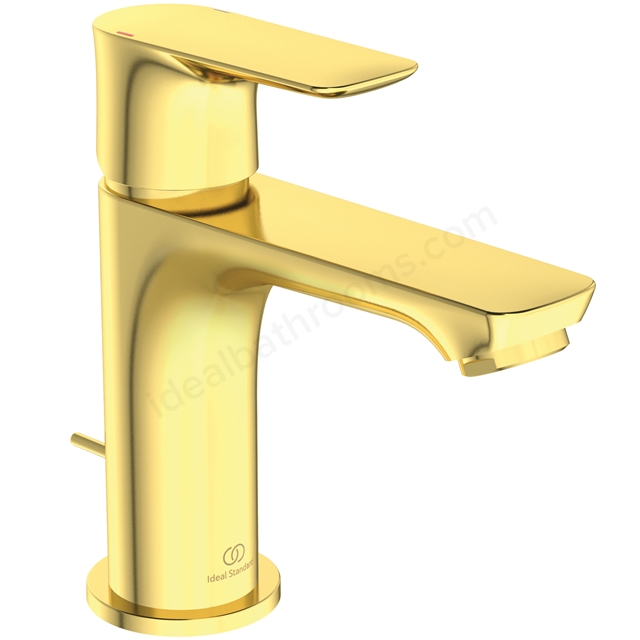 Atelier Connect Air slim single lever basin mixer with pop-up waste; brushed gold