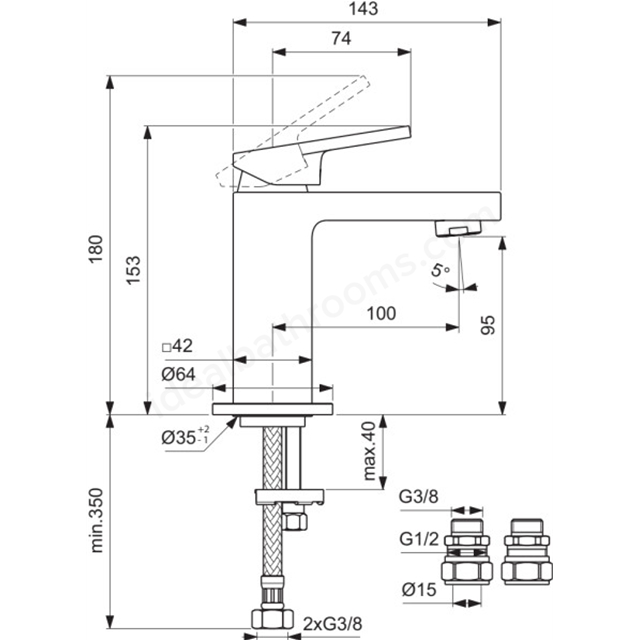 Atelier Extra single lever mini basin mixer; magnetic grey
