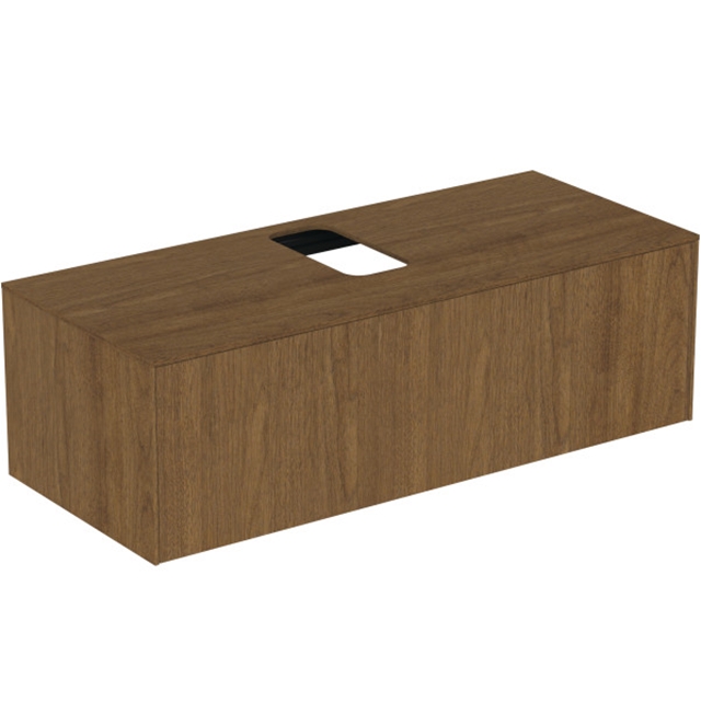 Atelier Conca 120cm wall hung washbasin unit with 1 drawer; centre cutout; dark walnut