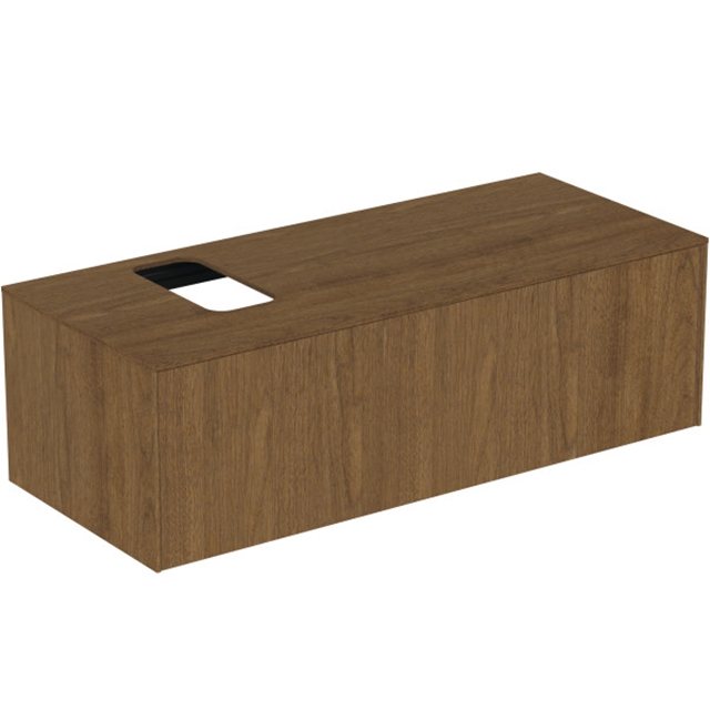 Atelier Conca 120cm wall hung washbasin unit with 1 drawer; bespoke cutout; dark walnut