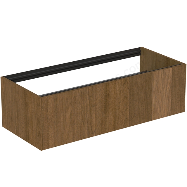 Atelier Conca 120cm wall hung washbasin unit with 1 drawer; no worktop; dark walnut