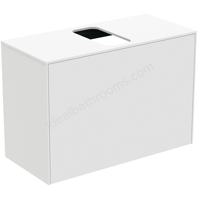 Atelier Conca 80cm wall hung short projection washbasin unit with 1 external drawer & 1 internal drawer; centre cutout; matt white