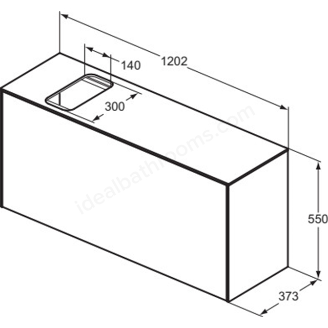 Atelier Conca 120cm wall hung short projection washbasin unit with 1 external drawer & 1 internal drawer; bespoke cutout; matt white