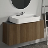 Atelier Conca 120cm wall hung short projection washbasin unit with 1 external drawer & 1 internal drawer; no worktop; dark walnut