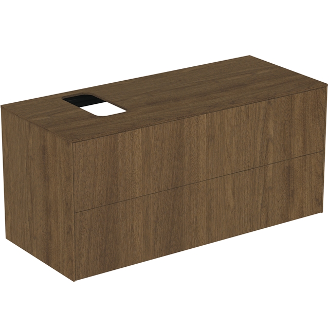 Atelier Conca 120cm wall hung washbasin unit with 2 drawers; bespoke cutout; dark walnut