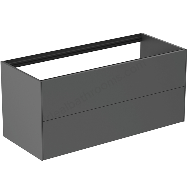 Atelier Conca 120cm wall hung washbasin unit with 2 drawers; no worktop; matt anthracite