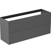 Atelier Conca 120cm wall hung short projection washbasin unit with 2 drawers; no worktop; matt anthracite