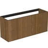 Atelier Conca 120cm wall hung short projection washbasin unit with 2 drawers; no worktop; dark walnut