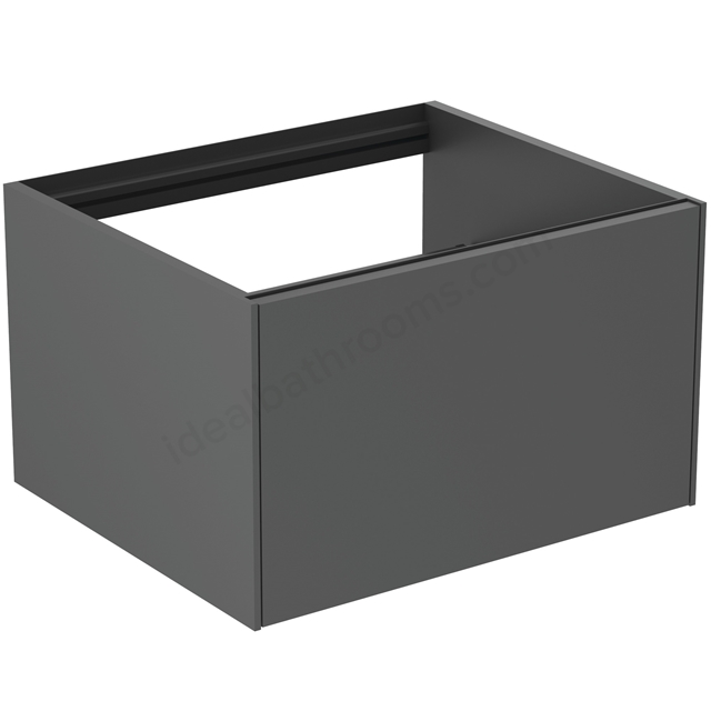 Atelier Conca 60cm wall hung washbasin unit with 1 drawer; no worktop; matt anthracite