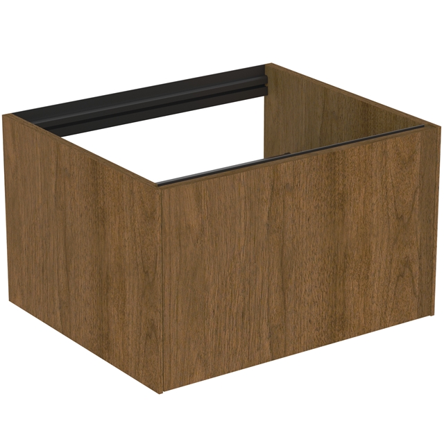 Atelier Conca 60cm wall hung washbasin unit with 1 drawer; no worktop; dark walnut