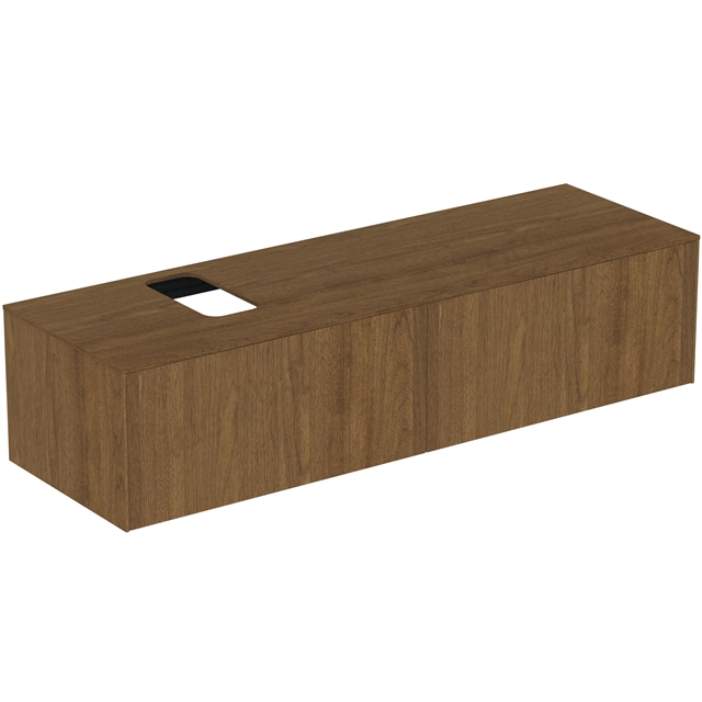 Atelier Conca 160cm wall hung washbasin unit with 2 drawers; bespoke cutout; dark walnut