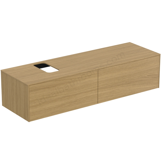 Atelier Conca 160cm wall hung washbasin unit with 2 drawers; bespoke cutout; light oak