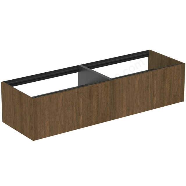 Atelier Conca 160cm wall hung washbasin unit with 2 drawers; no worktop; dark walnut