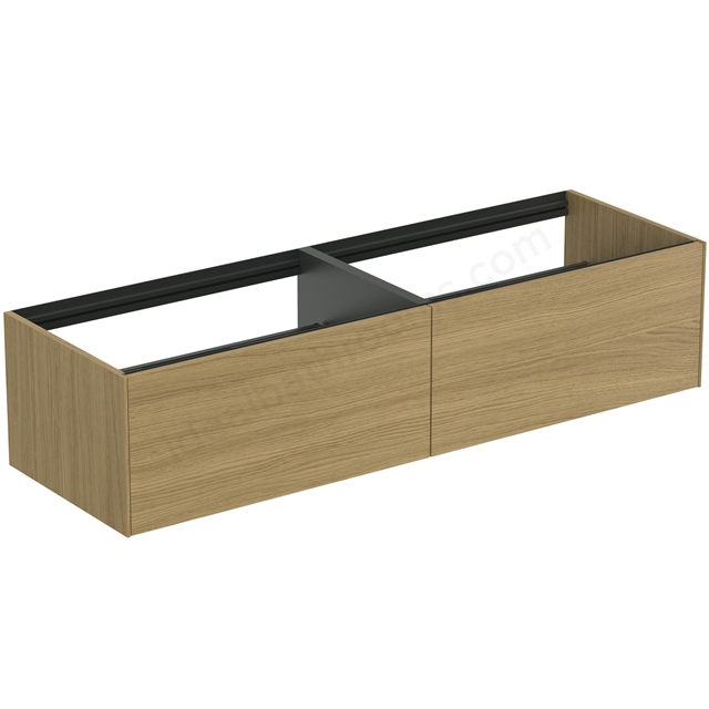 Atelier Conca 160cm wall hung washbasin unit with 2 drawers; no worktop; light oak