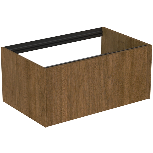 Atelier Conca 80cm wall hung washbasin unit with 1 drawer; no worktop; dark walnut