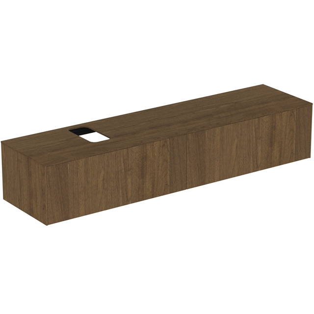 Atelier Conca 200cm wall hung washbasin unit with 2 drawers; bespoke cutout; dark walnut