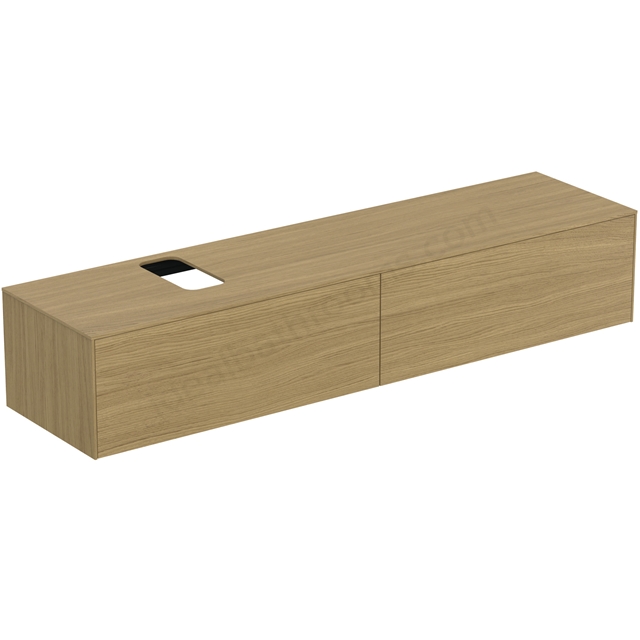 Atelier Conca 200cm wall hung washbasin unit with 2 drawers; bespoke cutout; light oak