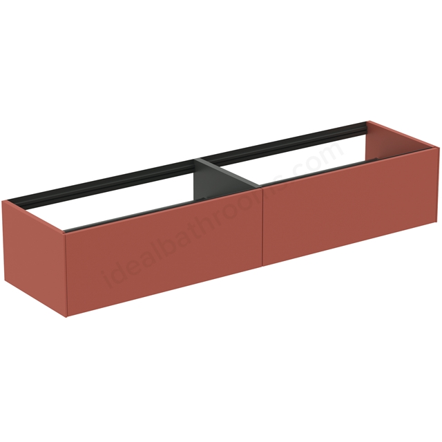 Atelier Conca 200cm wall hung washbasin unit with 2 drawers; no worktop; matt sunset