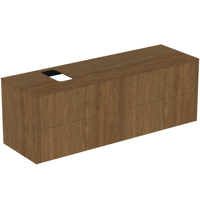 Atelier Conca 160cm wall hung washbasin unit with 4 drawers; bespoke cutout; dark walnut